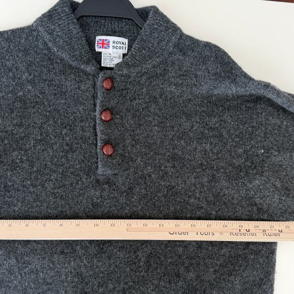 Vintage 100% Shetland wool chunky Henley Sweater pullover XL - Picture 13 of 14